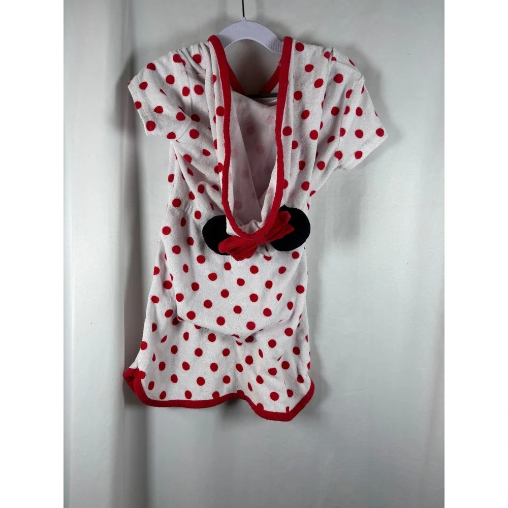 Disney Junior Minnie Mouse Girls 5T Hooded Swim Cover Up Red Polka Dot 7958063MI